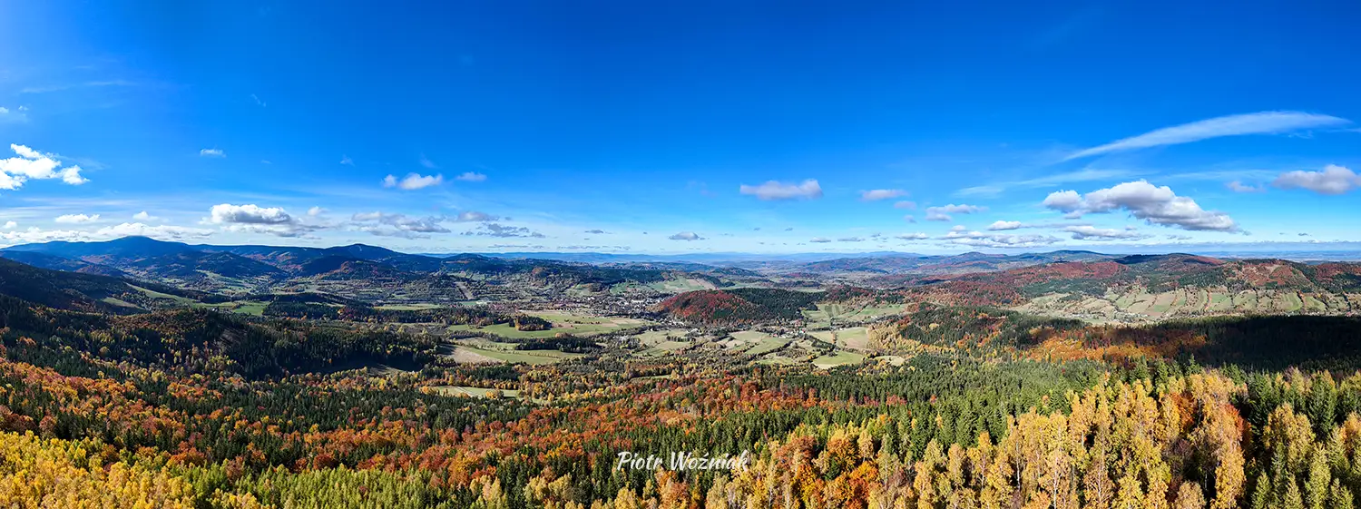 Widok z Łysca jesienią